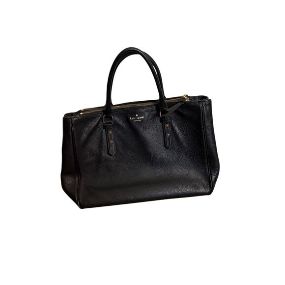 Kate Spade Pebbled Leather Double Zipper Closure Satchel Black - Picture 1 of 7